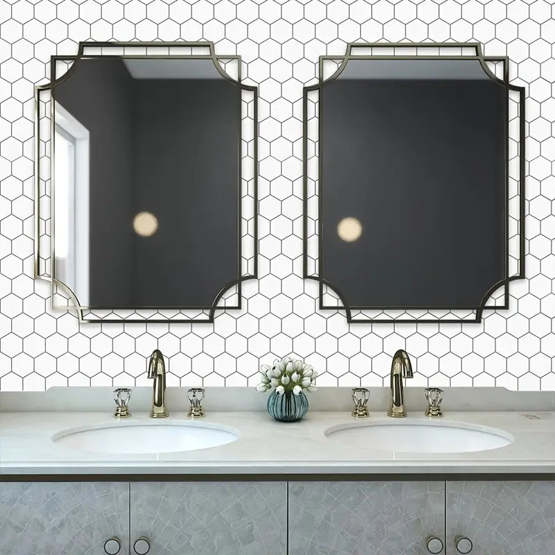 3D Self-Adhesive White Hexagon Wall Tile Stickers