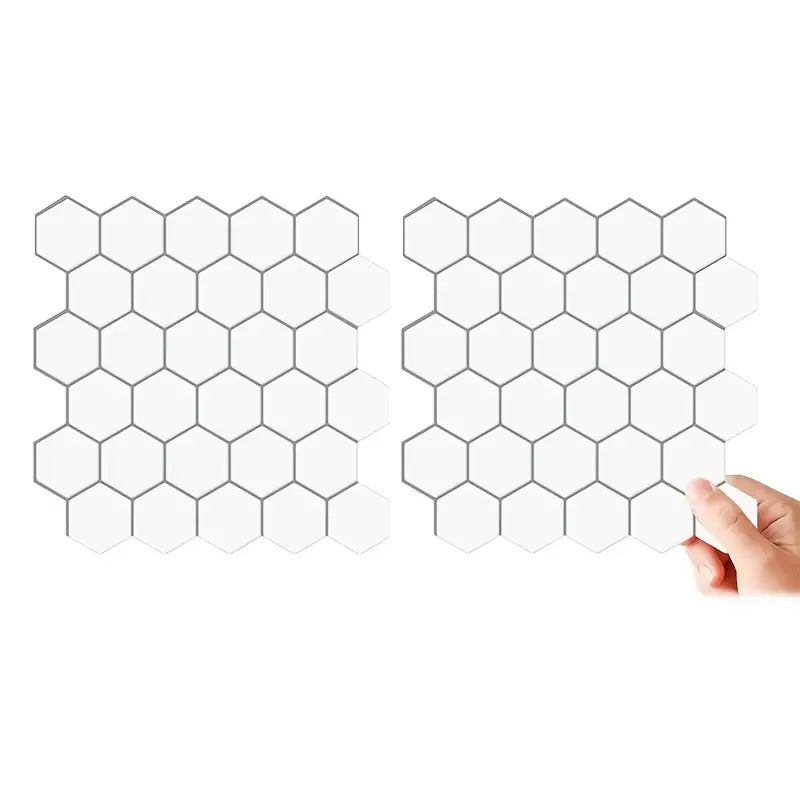 3D Self-Adhesive White Hexagon Wall Tile Stickers