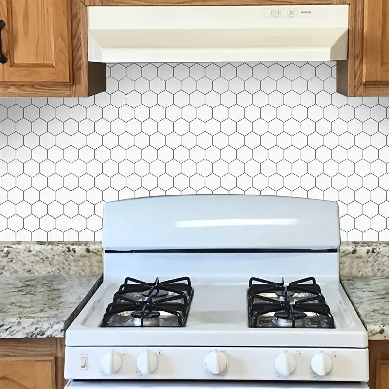 3D Self-Adhesive White Hexagon Wall Tile Stickers